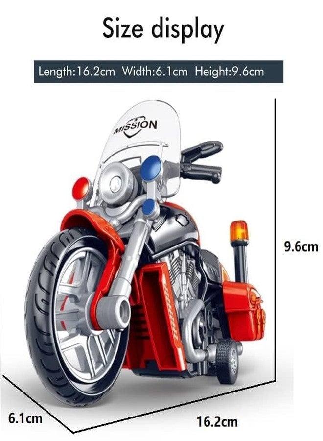 TONIRY Police Motorcycle Toy - Pull Back Motorcycle Toys, Tiny Gift with Music Lighting, Latte Motorcycles Toy for Kids Boys Age 3-8 Year Old [Multicolor] (Police Bike-RED) - Image 2